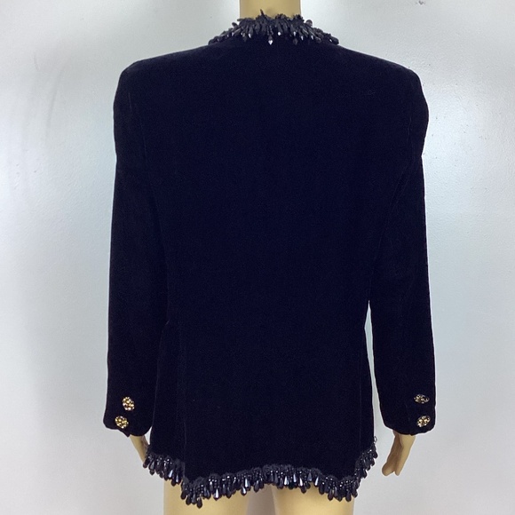 VINTAGE Sahsa Saks 5th Ave  Black Velvet  Beaded  Formal Evening Jacket 12 - Picture 5 of 9